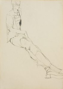 Jon F. (Sitting on Floor – Hand Over to the Side), 1970-80’s