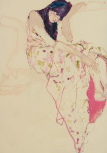 Emilie (Sitting, Curled Up, One Hand in Leg – Pink), 2006-08