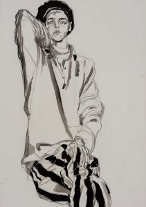 Self Portrait (Sitting, One Arm Up – Black and White), 1990’s